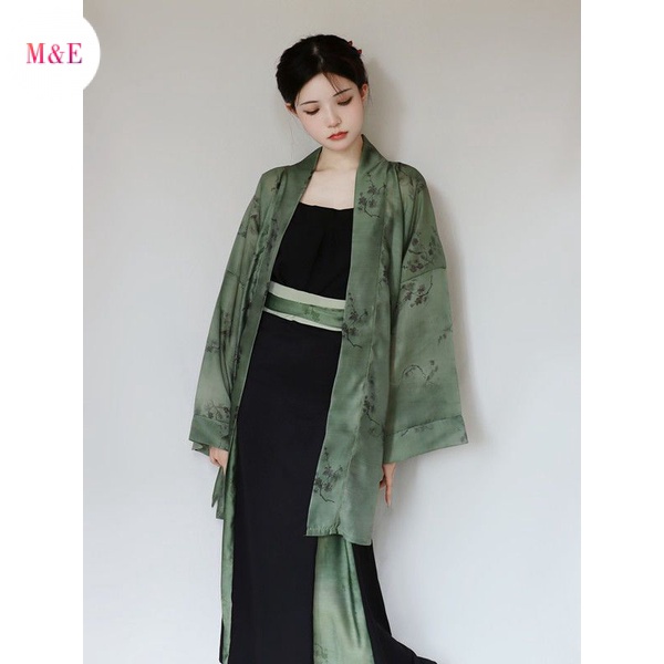 Han Qingyue Bộ Hán Phục Áo Choàng Cardigan Dáng Dài Có Dây Đeo Và Váy Ba Ngày Cho Nữ