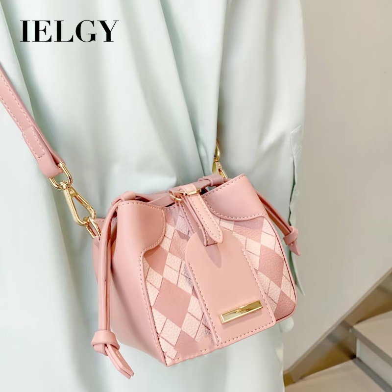 Túi Đeo Chéo Mini Màu Hồng Họa Tiết Hình Thoi Cao Cấp Thời Trang