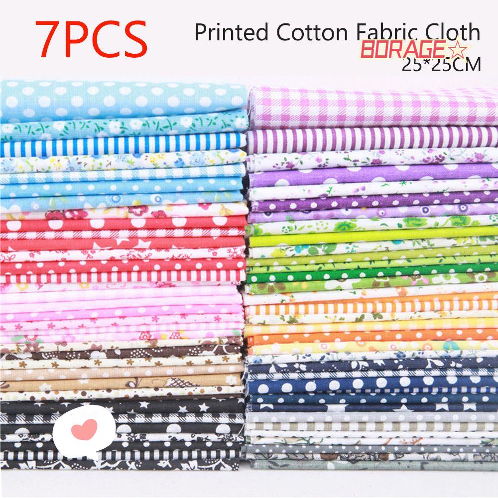 Set 7 Tấm Vải Cotton 25x25cm In Họa Tiết Dùng Để May Vá Đa Năng Tiện Dụng