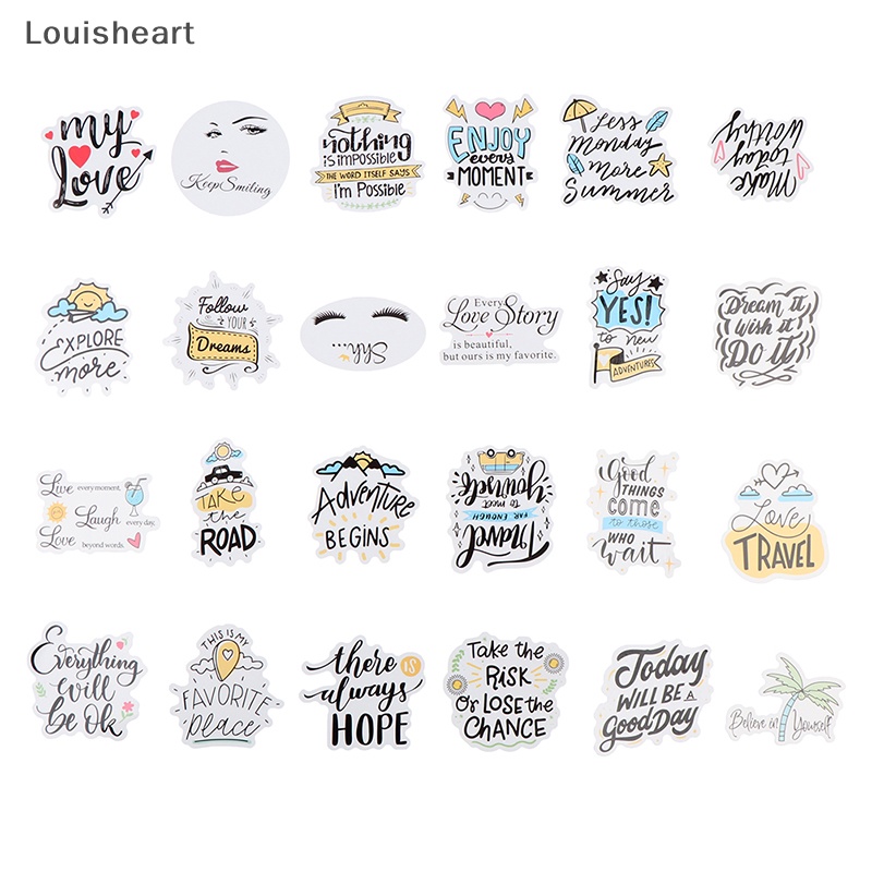 Bộ 50 Sticker Câu Trích Dẫn Động Lực Louisheart TFG Chống Thấm Nước