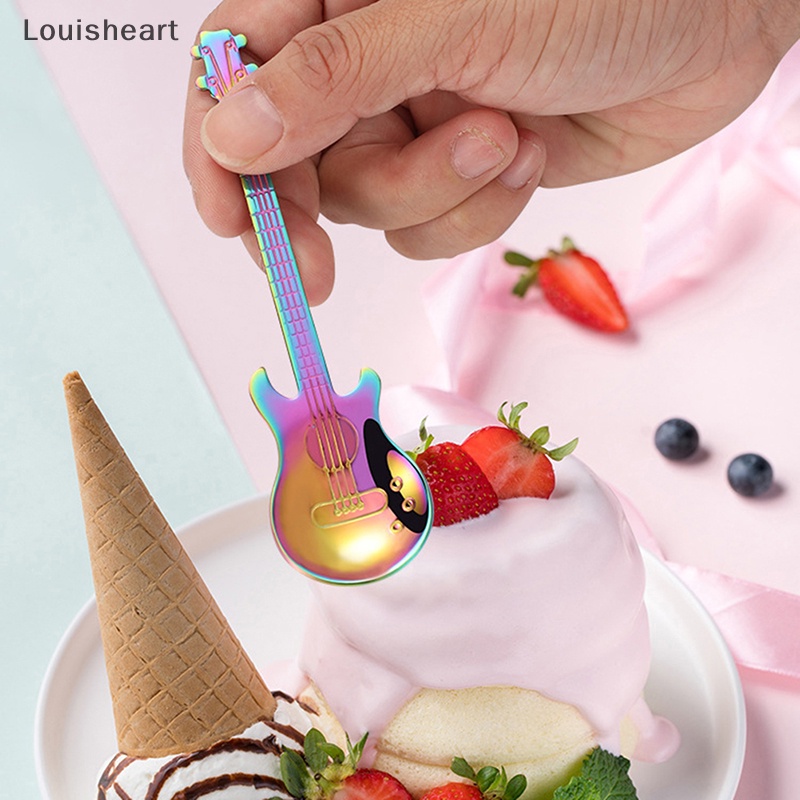 1 Muỗng Cà Phê Hình Cây Đàn Ghi Ta Bằng Thép Không Gỉ Louisheart