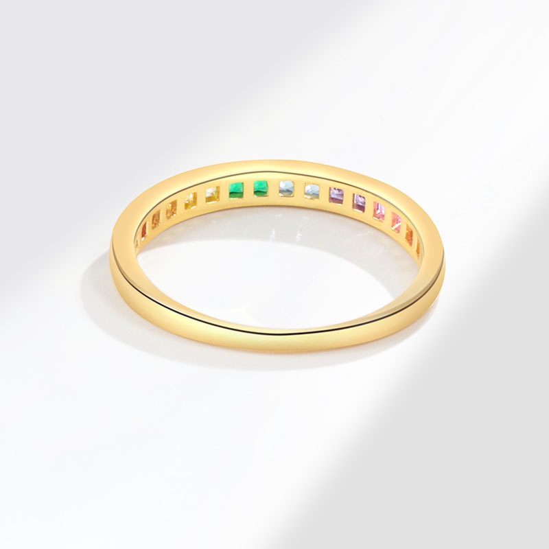Nhẫn Mạ Vàng 18k Đính Đá Zircon Vuông Cao Cấp