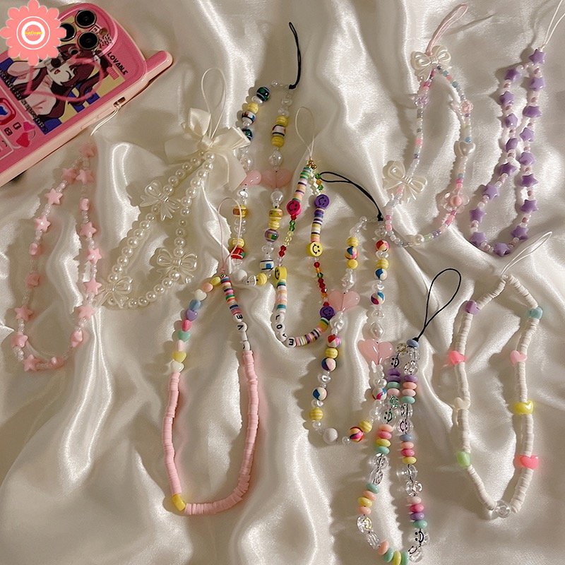 Dây Đeo Điện Thoại Xâu Hạt Ngọc Trai Giả Hình Gấu Thỏ Dễ Thương Charms