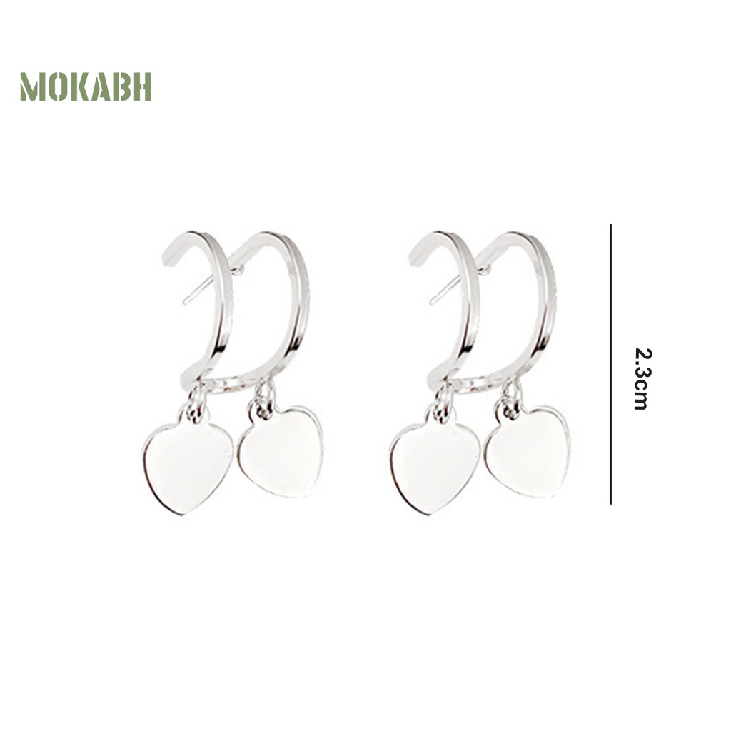 1 Đôi Bông Tai Hình Trái Tim Màu Bạc Bóng Sang Trọng Thời Trang Dành Cho Nữ