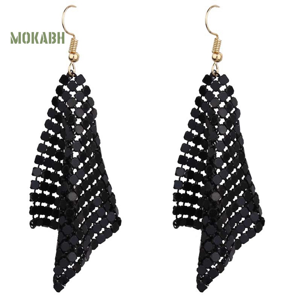 Bông Tai Dạng Móc Hình Lưới Đính Kim Sa Lấp Lánh Thời Trang Dự Tiệc Cho Nữ