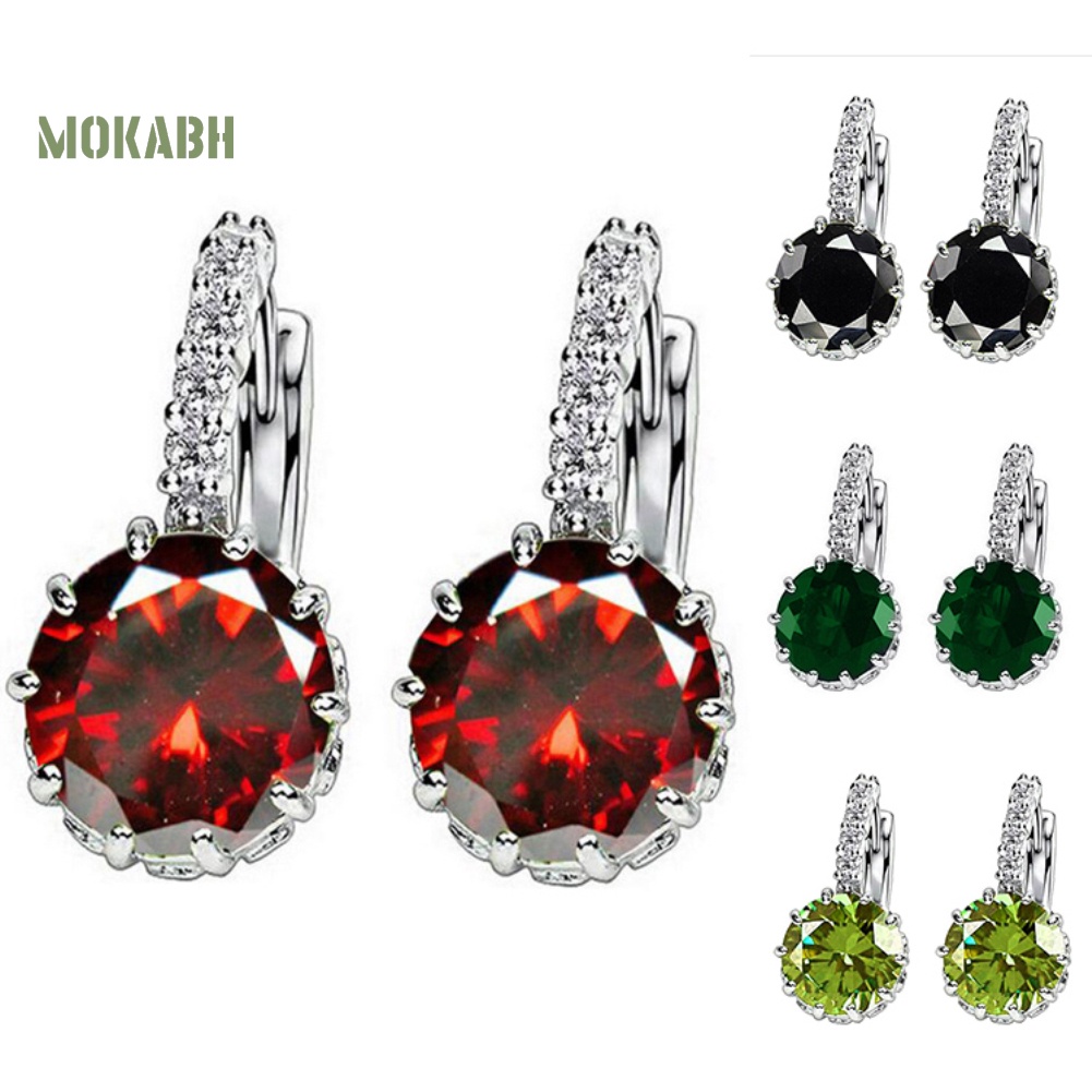 Bông Tai Tròn Đính Đá Zircon Thời Trang Cho Nữ