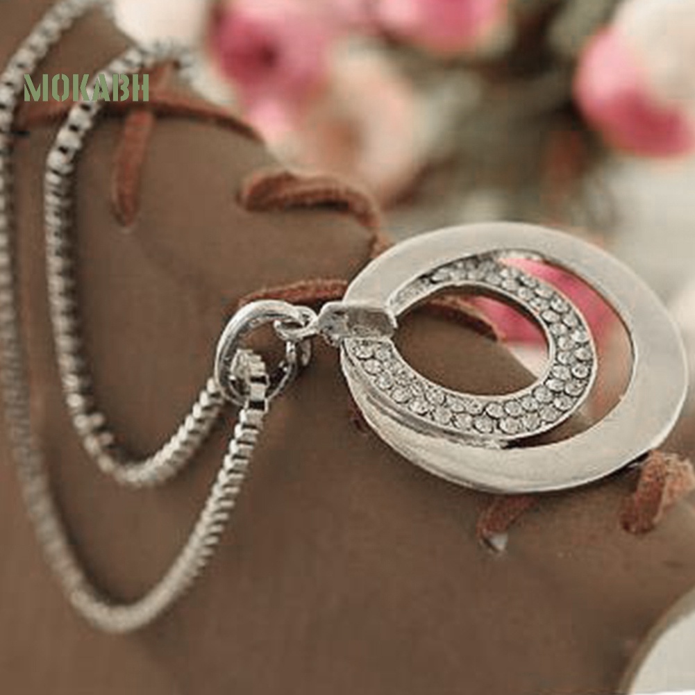 Vòng cổ Mặt Tròn Kép Đính Đá Thời Trang Cho Nữ