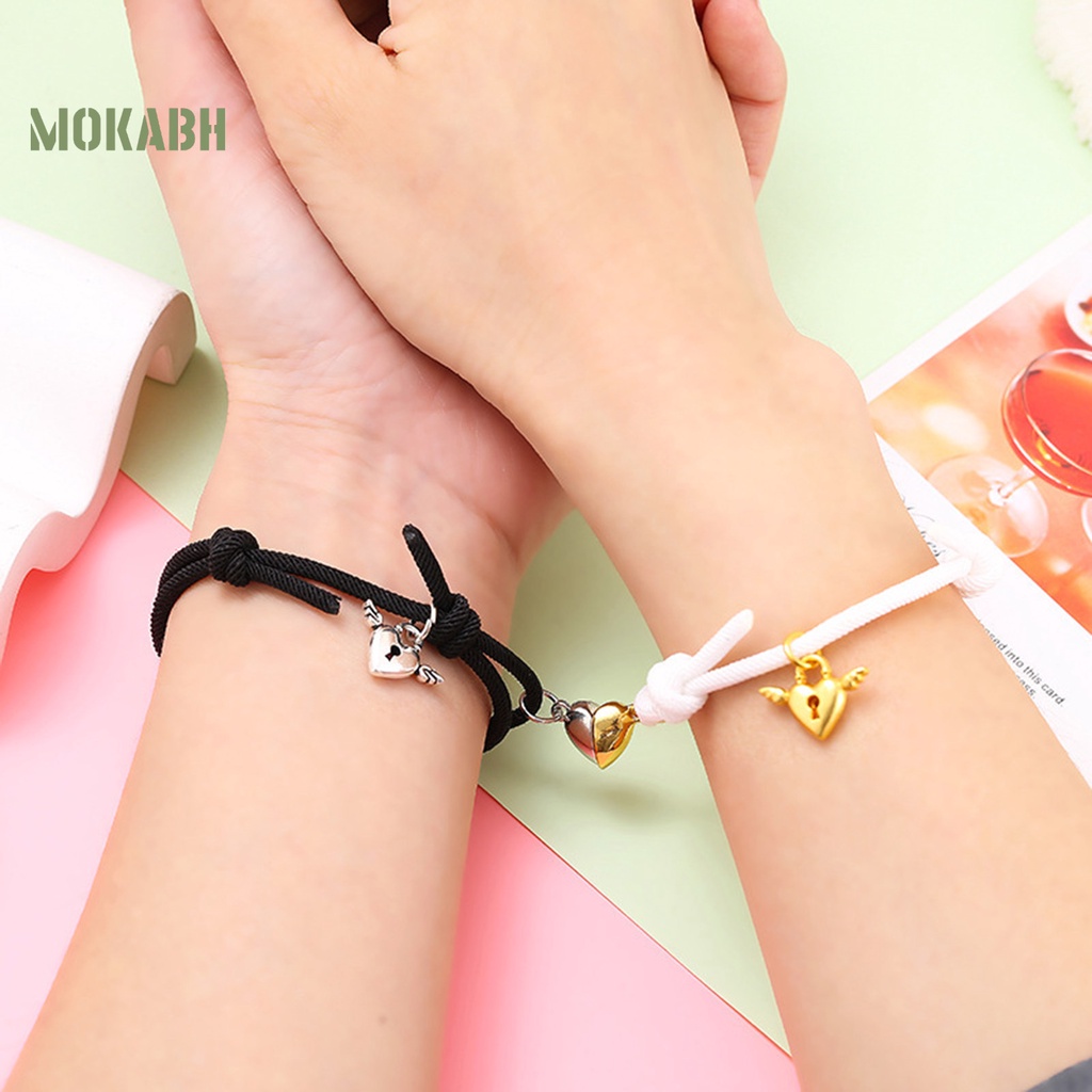 1 Cặp Dây Đeo Tay Bằng Nylon Mạ Điện Handmade Không Phai Màu Trang Trí Trái Tim Quyến Rũ