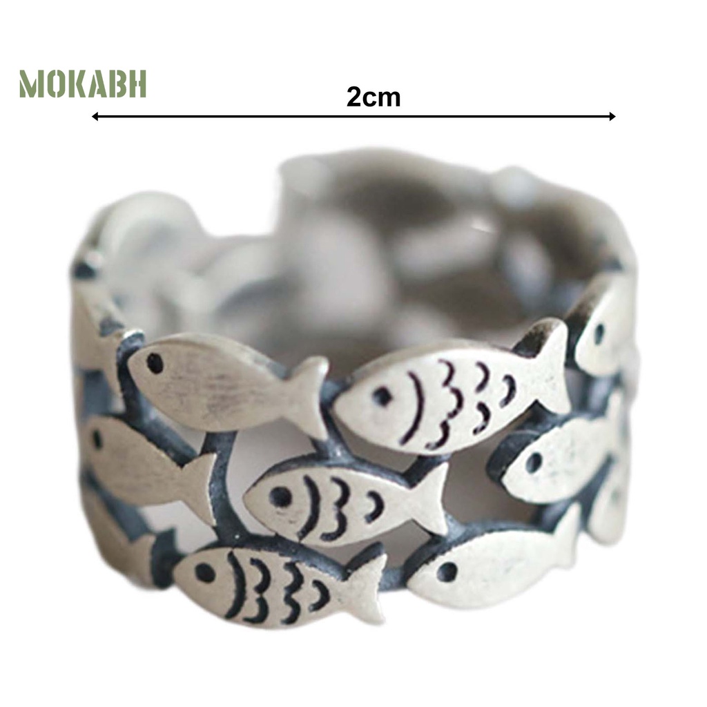 [Mới] Nhẫn Hở Bằng Kim Loại Trơn Màu Bạc Hình Cá Dễ Thương Không Gây Dị Ứng Có Thể Điều Chỉnh Làm Quà Tặng Sinh Nhật