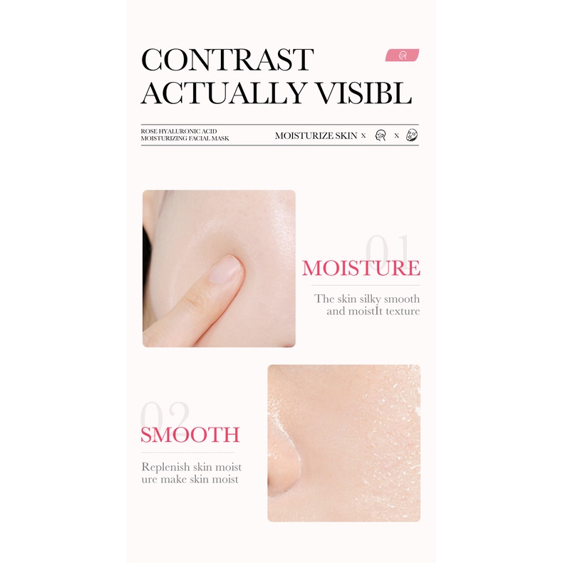 Set 5 Mặt Nạ Bioaqua Tinh Chất Hoa Hồng Hyaluronic Acid Dưỡng Ẩm Da 25g