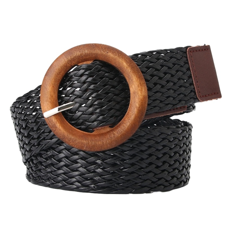 Thắt Lưng Dây Vải Dệt Tay Khóa Tròn Bản Rộng Co Giãn Phong Cách Bohemian Dành Cho Nữ