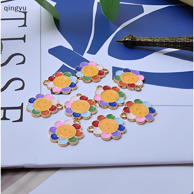 Bộ 10 Hoa Hướng Dương Tráng Men Dùng Làm Trang Sức Diy