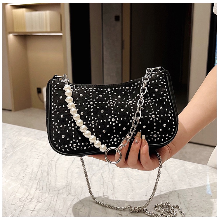 Túi Đựng Điện Thoại Đeo Vai / Kẹp Nách Đính Đá Đơn Giản Xinh Xắn