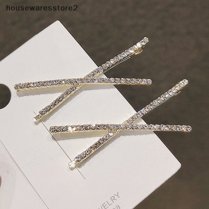 Set 2 Kẹp Tóc Chữ X Đính Đá Pha Lê Đơn Giản