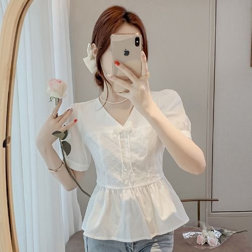 Áo Sơ Mi Ngắn Tay Phong Cách Pháp Thời Trang Mùa Hè 2023 Dành Cho Nữ