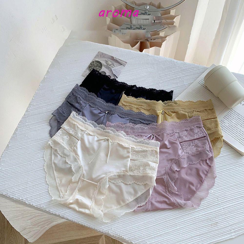 Quần Lót Satin Không Đường May Đính Nơ Thanh Lịch Cho Nữ