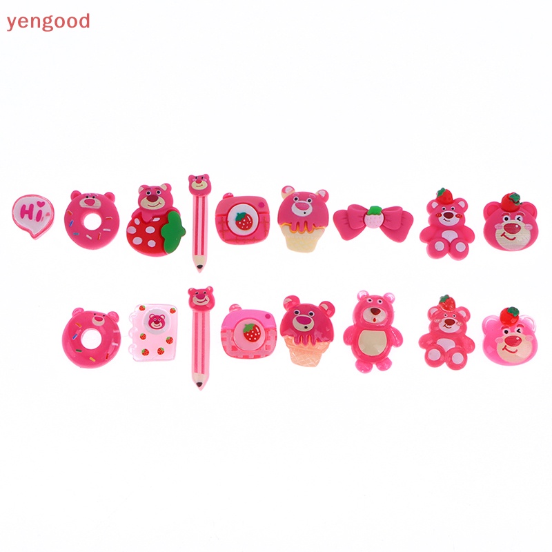 Set 20 Mô Hình Gấu Dâu Tây Hoạt Hình Mini Bằng Nhựa Resin Trang Trí Sổ Tay Diy