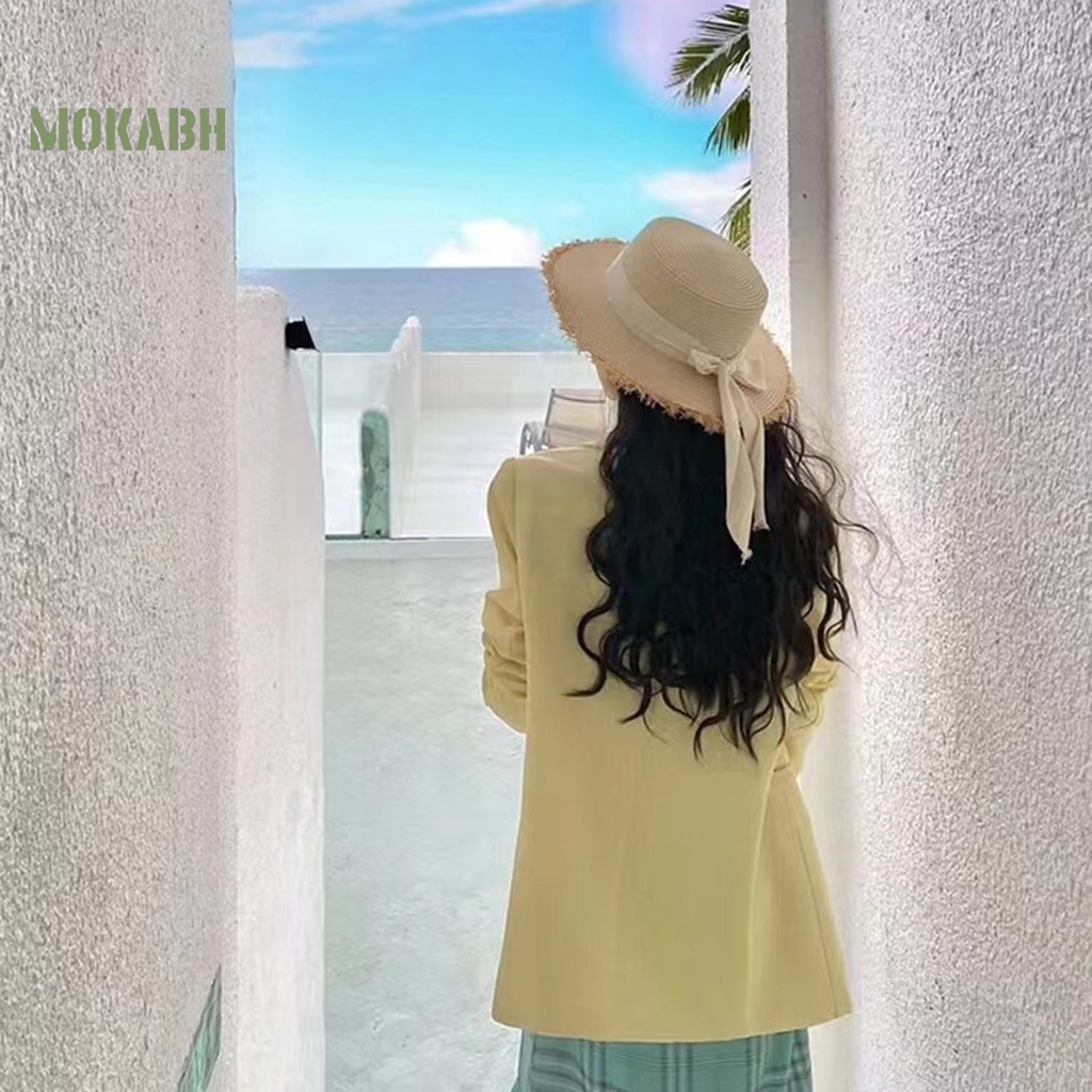 Nón Cối Rộng Vành Chống Tia UV Màu Sắc Tương Phản Thời Trang Cho Nữ