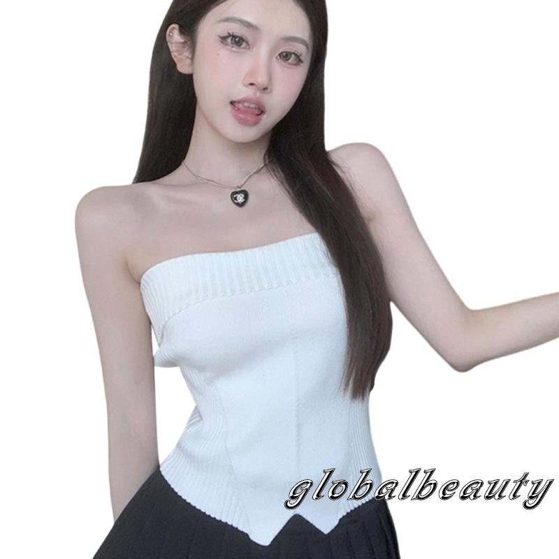 Áo Ống Dệt Kim Không Tay Màu Sắc Đơn Giản Cho Nữ