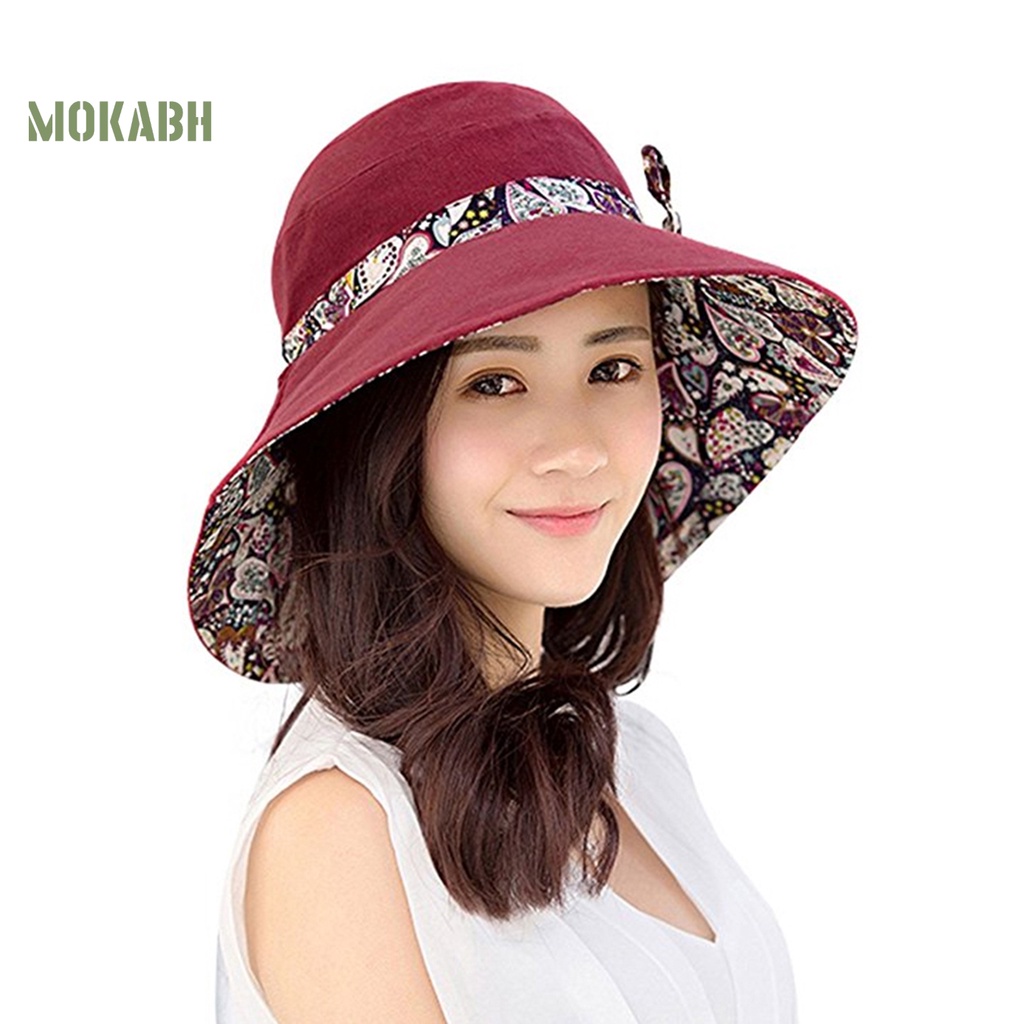 [Mok Abh] Mũ Cotton Thoáng Khí Có Thể Gấp Lại Được Dùng Cho Mùa Hè