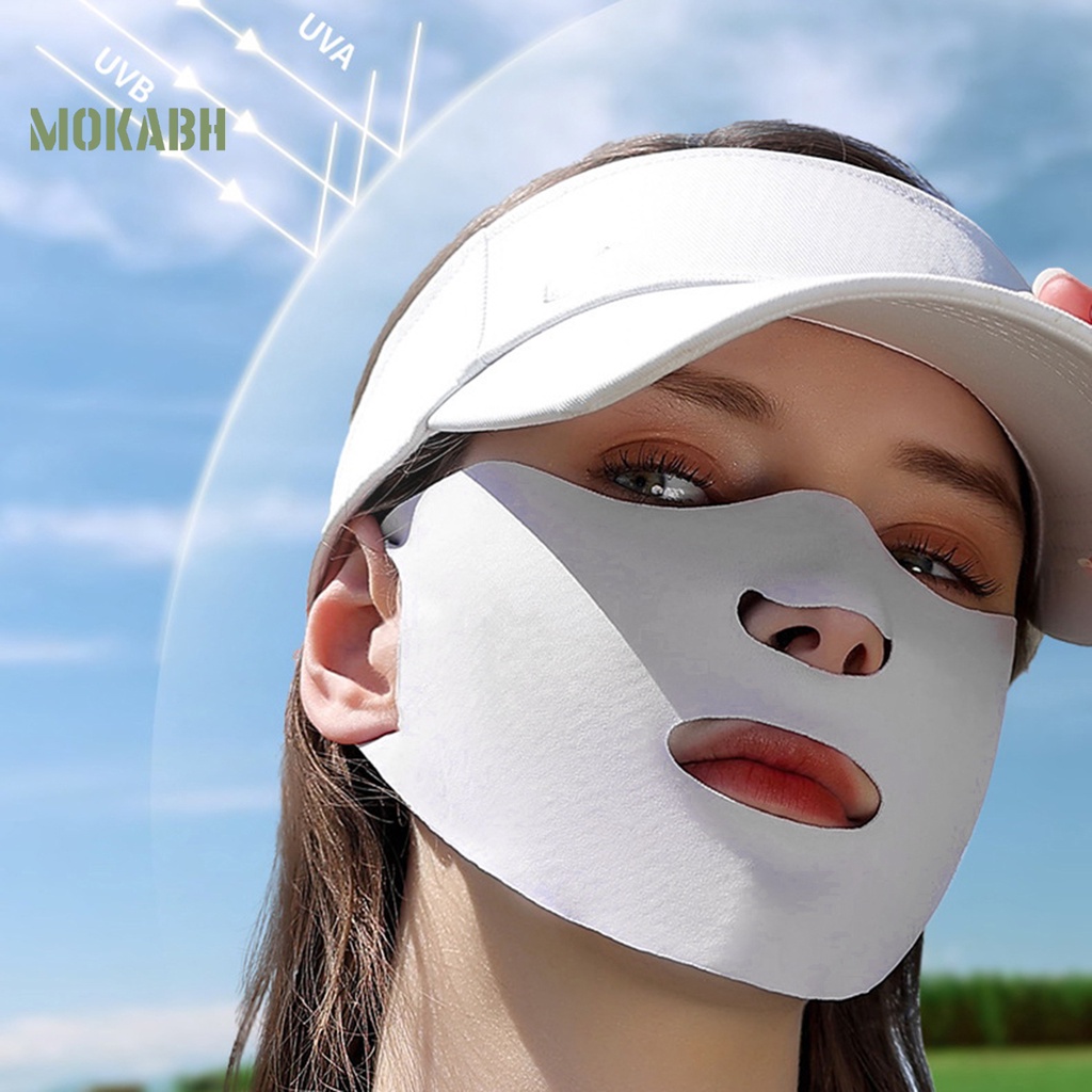 [Mok Abh] Mặt Nạ Bảo Vệ Khuôn Mặt Bằng Lụa Băng Mỏng Hai Lớp Màu Trơn Dành Cho Bạn Nữ