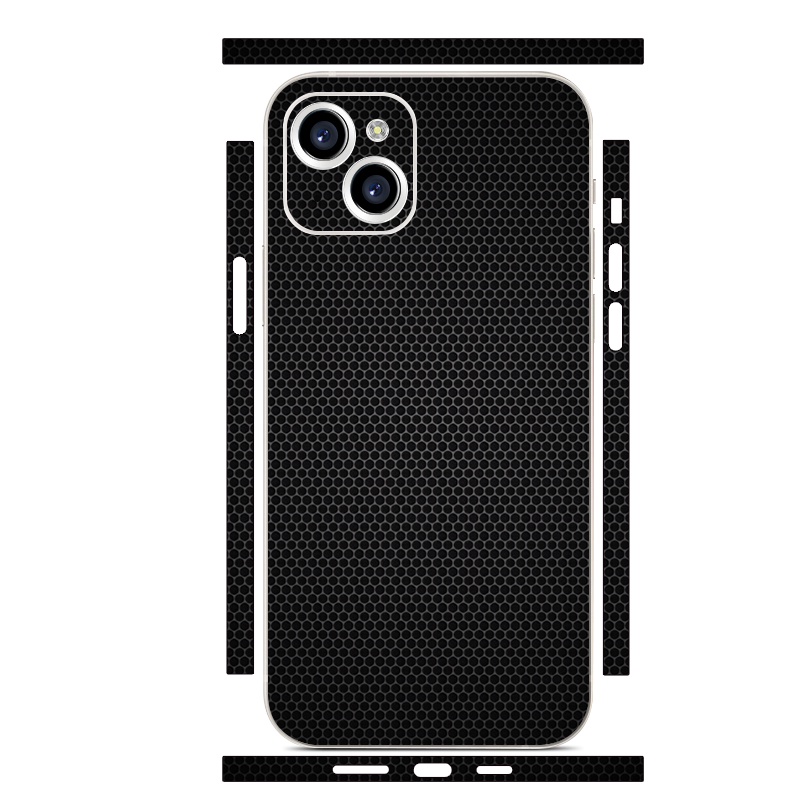 Tổ Ong Decal Da Tương Thích Cho iPhone 14 13 12 Pro Max Mini Mặt Sau Bảo Vệ Màn Hình Bìa Phim 3M Quấn Màu Đen Miếng Dán