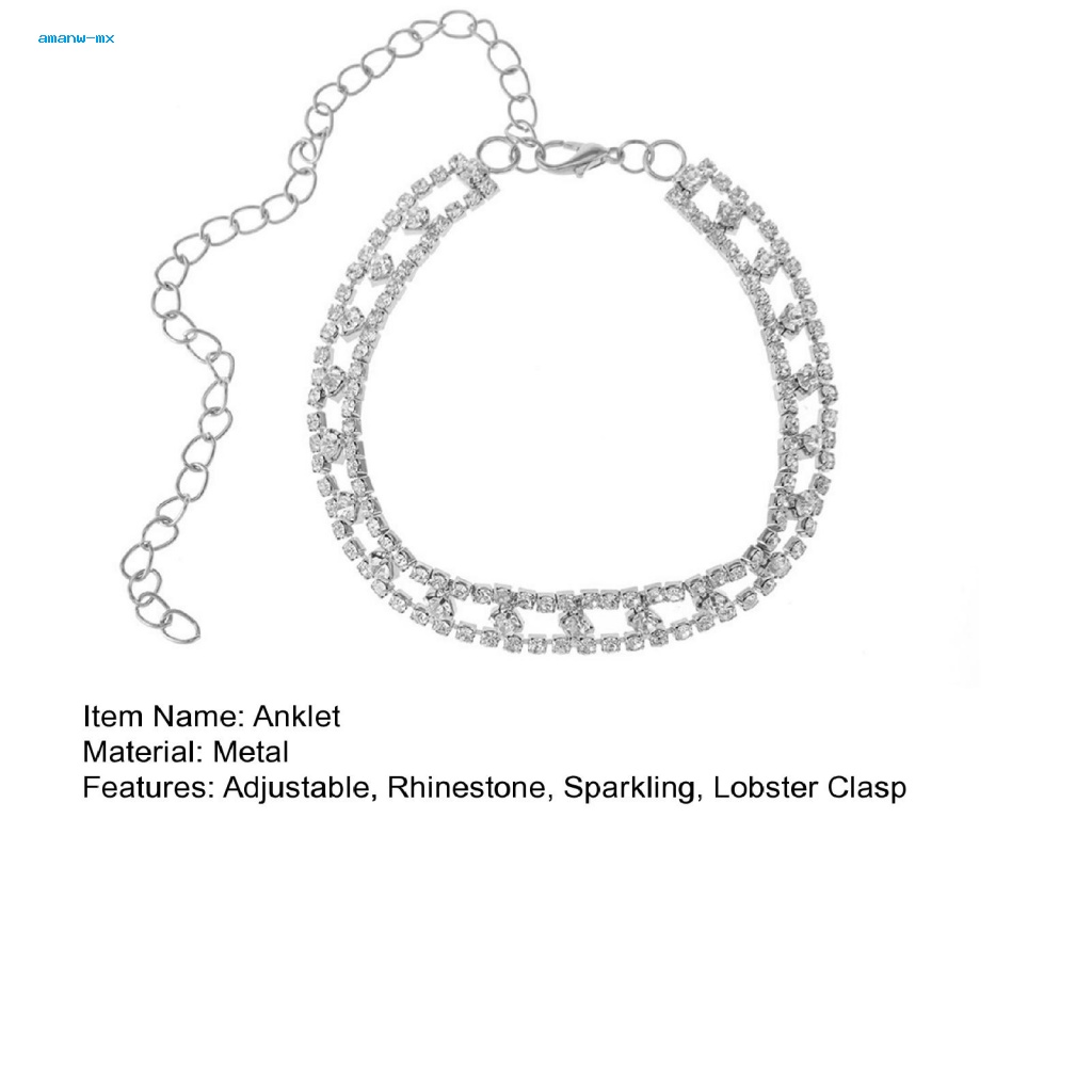 1 Lắc Chân Không Phai Màu Đính Đá Lấp Lánh Có Thể Điều Chỉnh Kích Thước