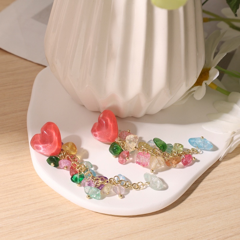 Bông Tai Dáng Dài Đính Đá Phối Tua Rua Thời Trang Cho Nữ