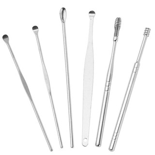 6Pcs/set Ear Wax Pickers Stainless Steel Earpick Wax Remover Curette Ear Pick