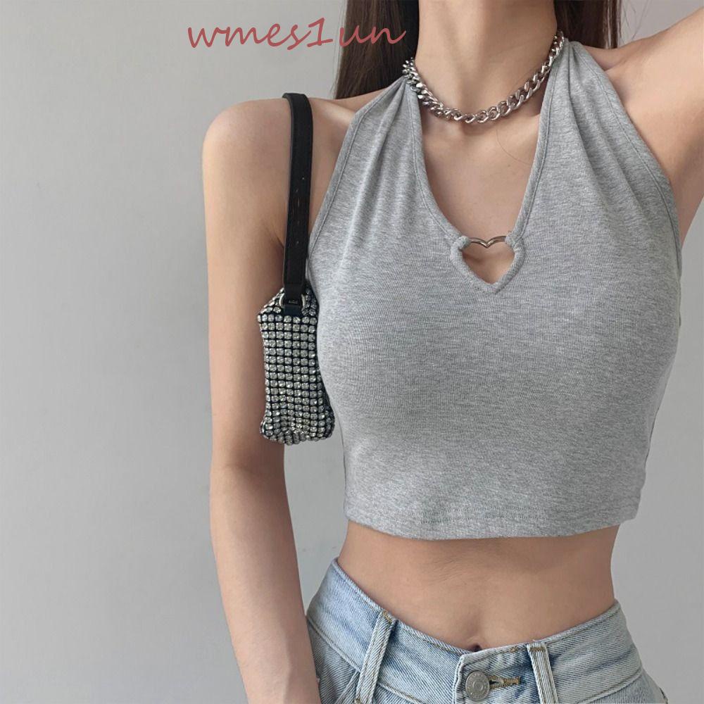 Áo Tank Top Cổ Chữ V Khoét Trái Tim Khoét Rỗng Thời Trang Ngọt Ngào WMES15H