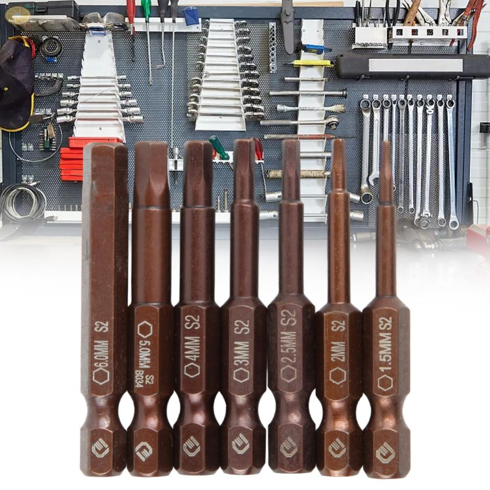 【VARSTR】Screwdriver Bits Hexagon Shank Magnetic 1/4 Inch 50mm Alloy Steel Brown H1.5-H6
