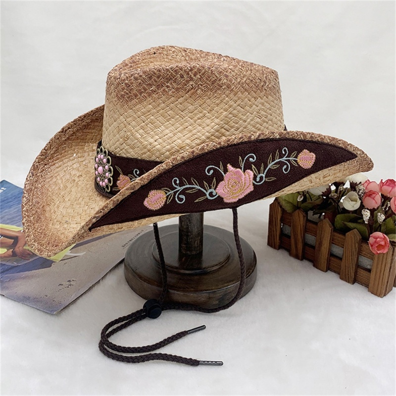 Mũ Cói Vành Tròn Thêu Hoa Thời Trang Mùa Hè Cho Tuổi Teen