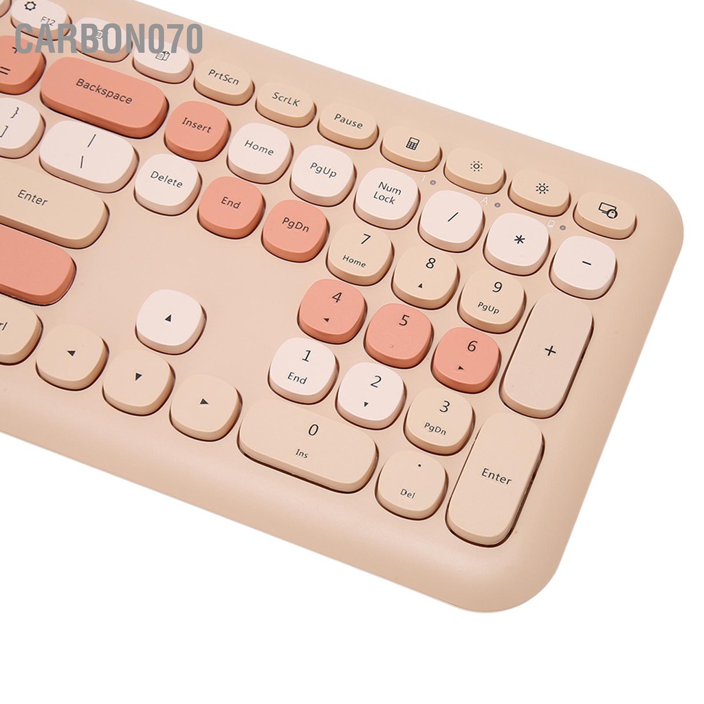 Carbon070 Combo Chuột Bàn Phím Không Dây 2.4GHz Màu Tương Phản 110 Keycaps Tròn Và Dành Cho Văn Phòng Gia Đình Chơi Game