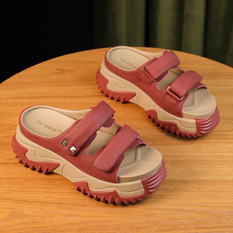 Xăng đan Da Đế Dày 5~7.5Cm Thời Trang Mùa Hè 2023 Cho Nữ