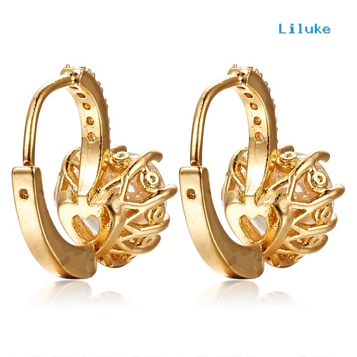 Đôi Khuyên Tai Mạ VàNg 9K HìNh TráI Tim ĐíNh Kim Cương Giả NhiềU MàU ThờI Trang