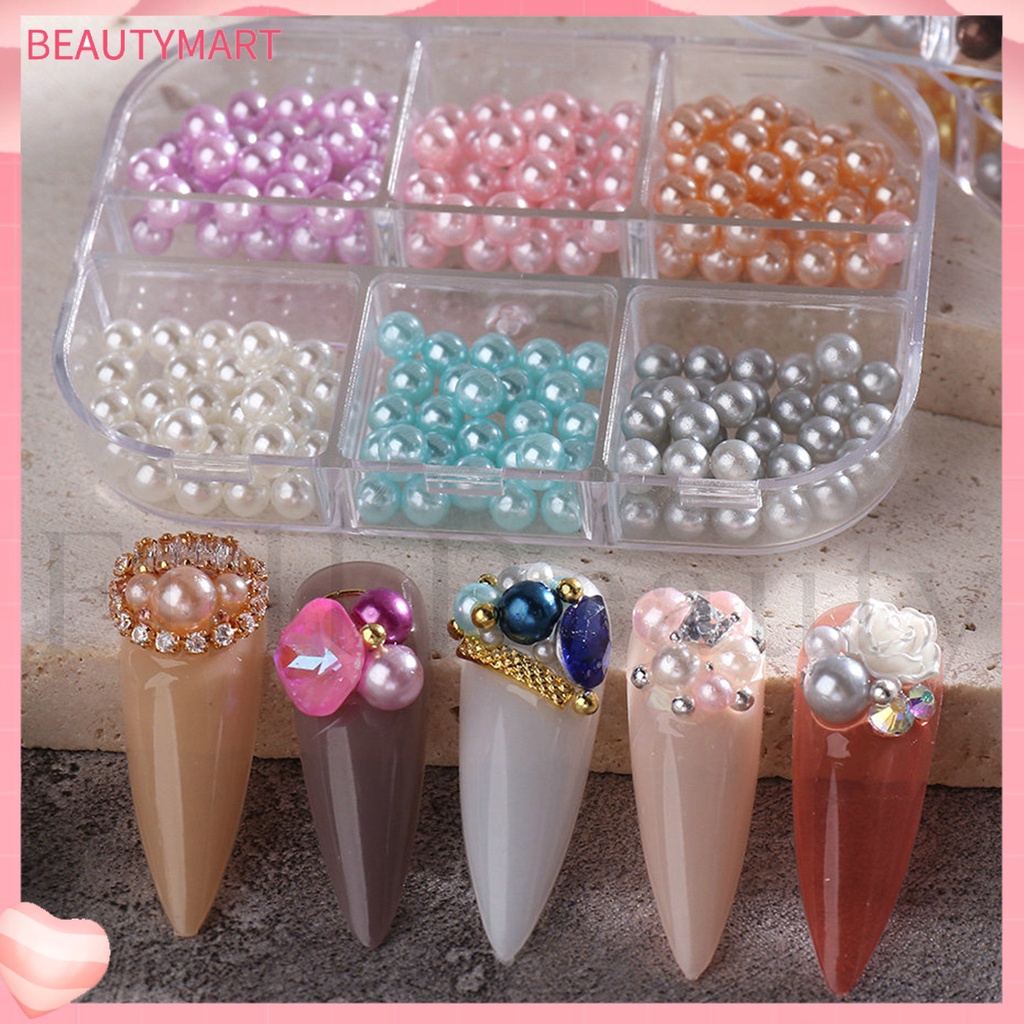 1 Hộp Hạt Ngọc Trai 3D Bằng ABS Dùng Trang Trí Móng Tay Nghệ Thuật