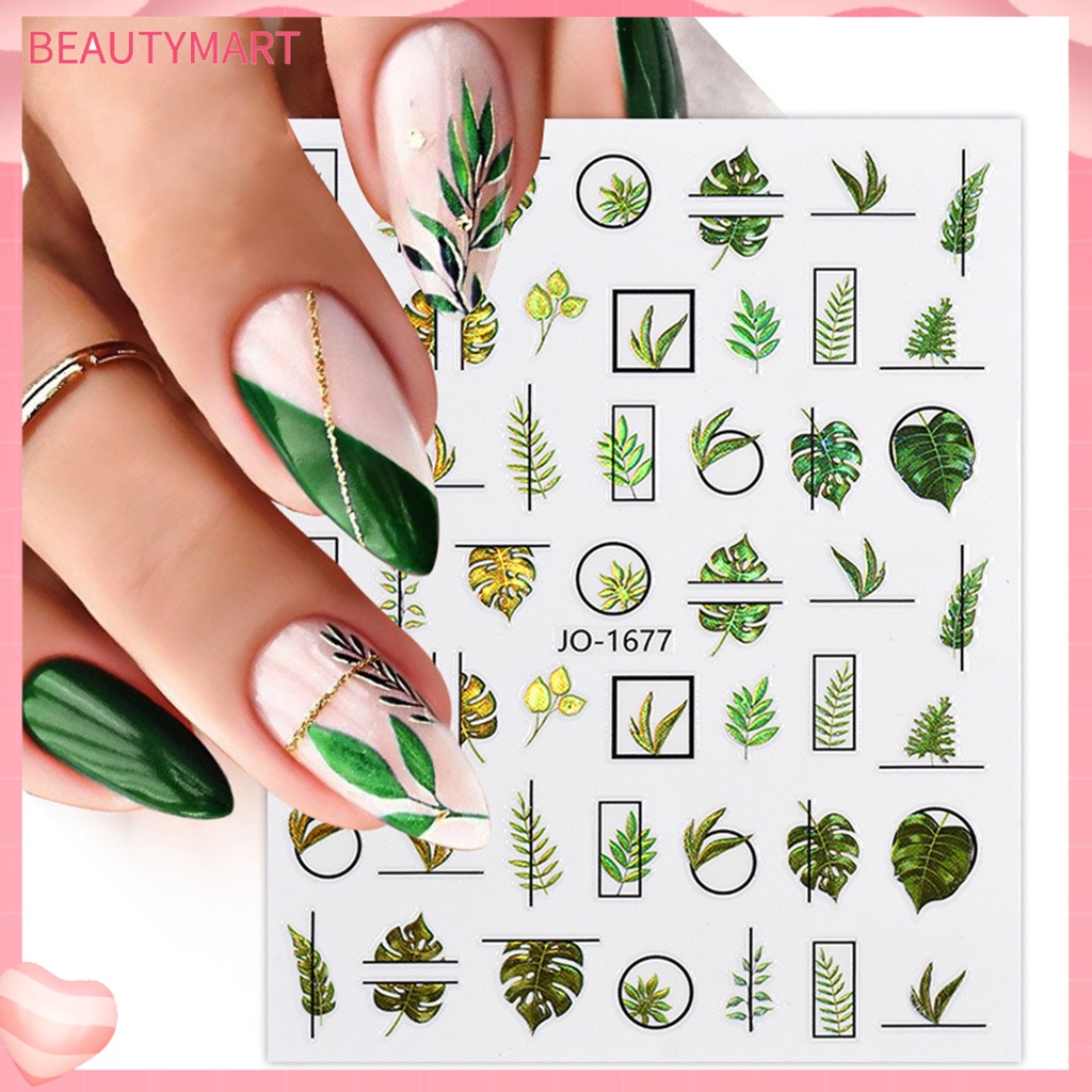 Miếng Dán Móng Tay Hình Hoa Lấp Lánh Nhiều Kiểu Tự Dính Chống Thấm Nước