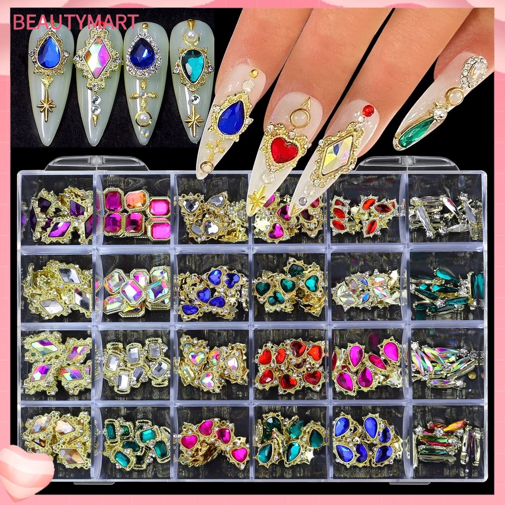 1 Hộp Đá Pha Lê Hình Trái Tim Nhiều Màu Đa Năng Trang Trí Móng Tay Nghệ Thuật Thời Trang DIY