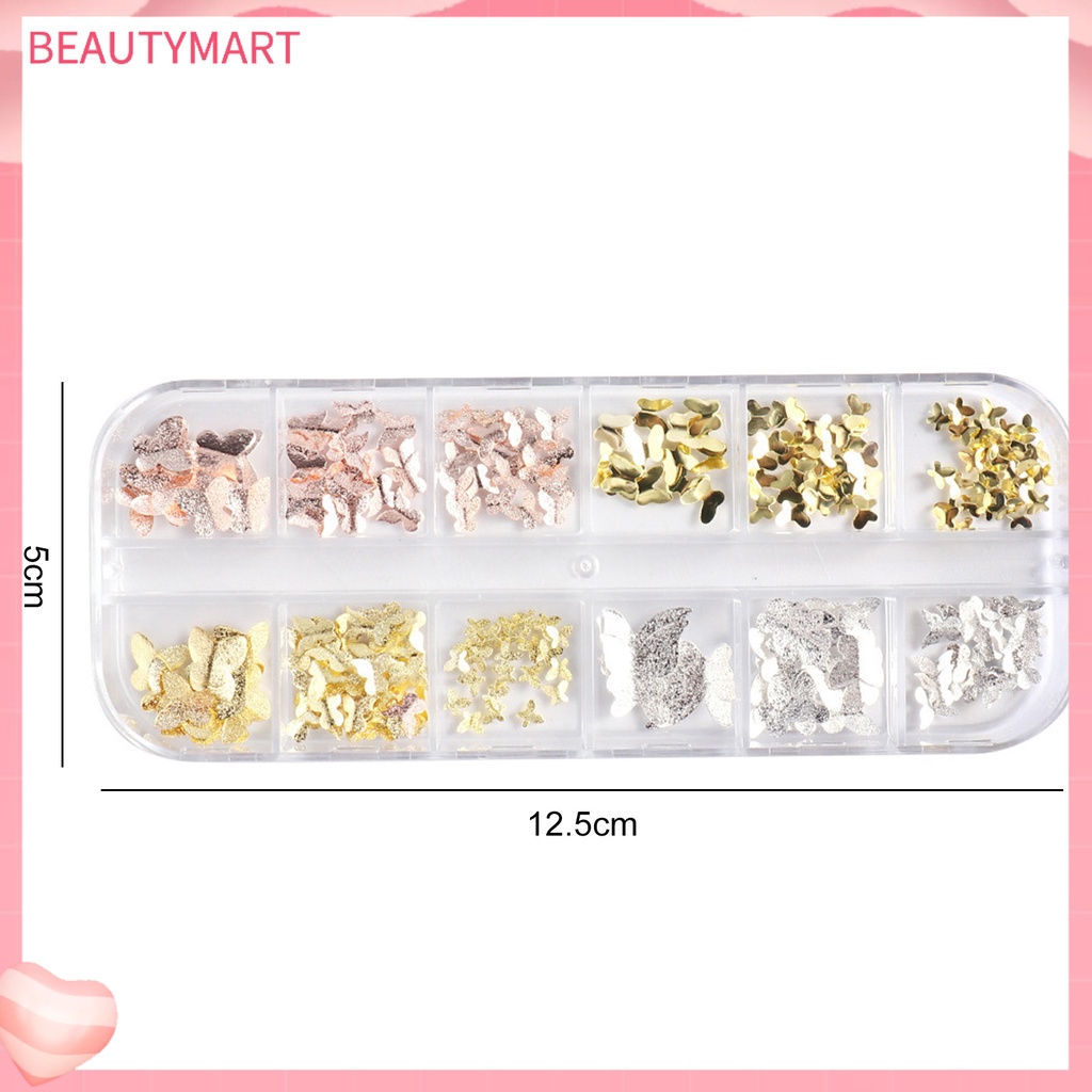 1 Hộp Phụ Kiện Trang Trí Móng Tay Nghệ Thuật Tạo Hiệu Ứng Hình Bướm Nhiều Màu Sắc Lấp Lánh Charms