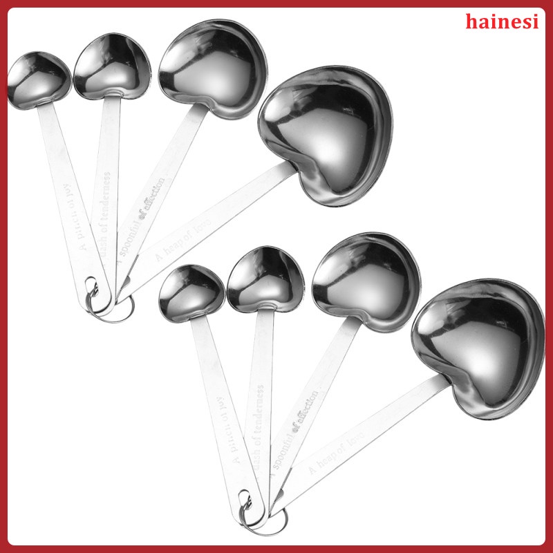 Bộ 2 Muỗng Đo Lường Bằng Thép Không Gỉ Hình Trái Tim