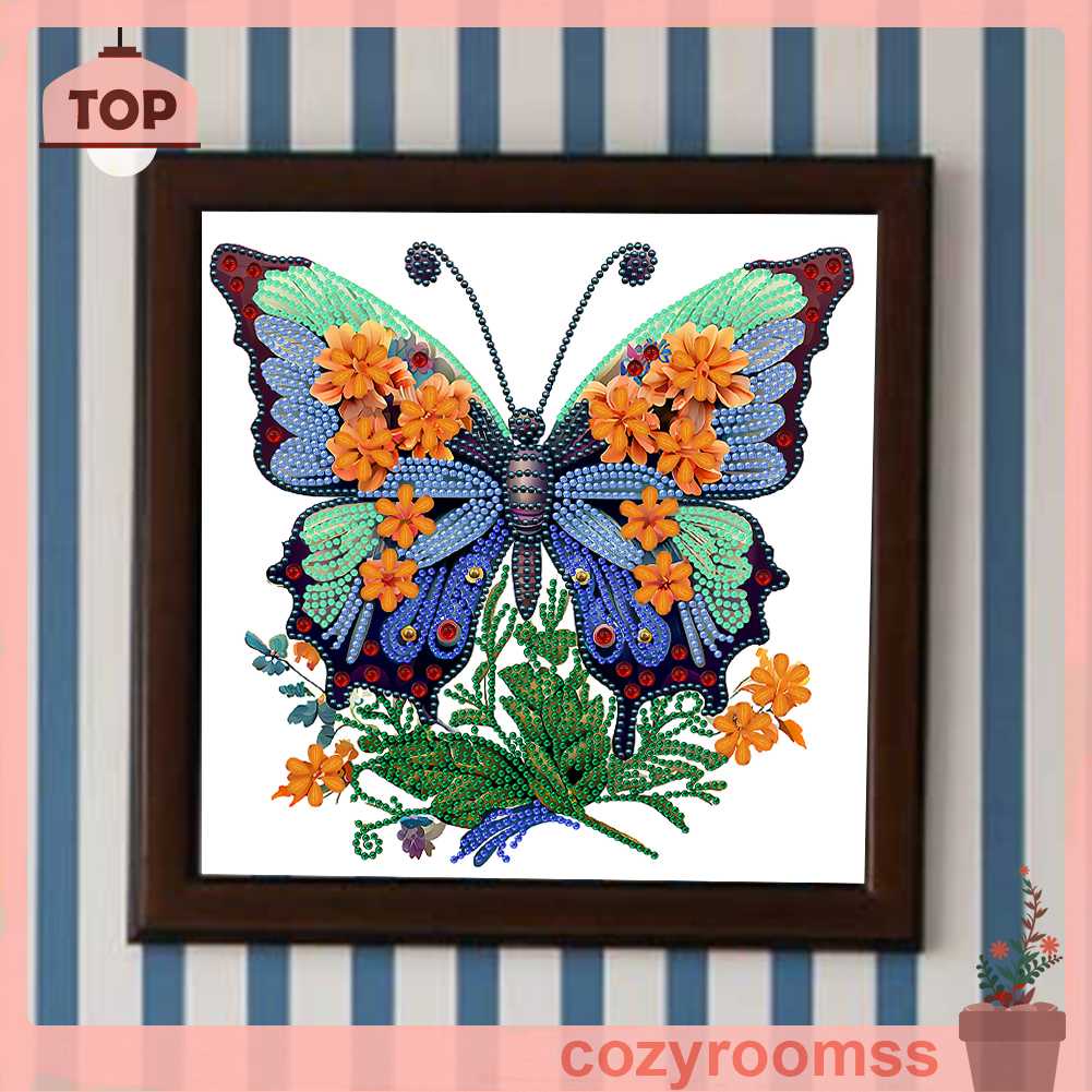 Tranh Đính Đá Hình Cánh Bướm 5D Nghệ Thuật Tự Làm Thủ Công Treo Trang Trí Nội Thất