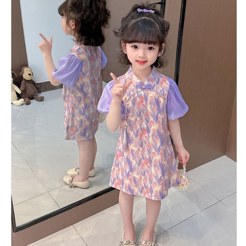 Đầm Sườn Xám Công Chúa Phong Cách Trung Hoa Cổ Điển Mẫu Mới 2023 Dành Cho Bé Gái