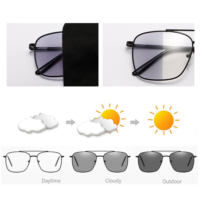 Kính Mát Gọng Kim Loại Vuông Chống Bức Xạ &amp; Ánh Sáng Xanh Cho Nam &amp; Nữ