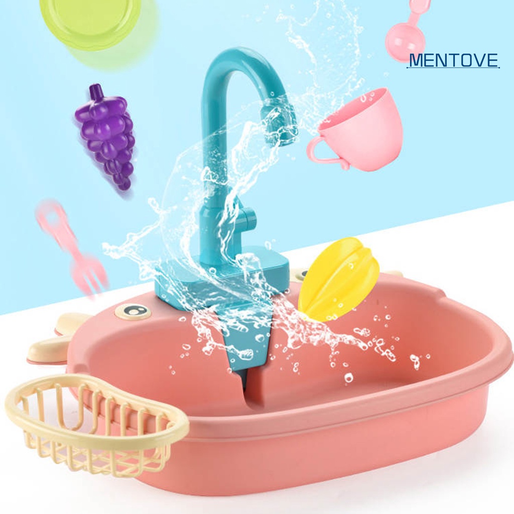 1 Bộ Đồ Chơi Bồn Rửa Chén Bằng Nhựa Tự Động Xoay 180 Độ Cho Bé