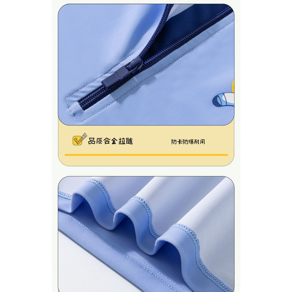 Đồ bơi bé trai tay ngắn dây khóa trước ngực tiện lợi hiệu YUKE họa tiết Phi hành gia YY2267