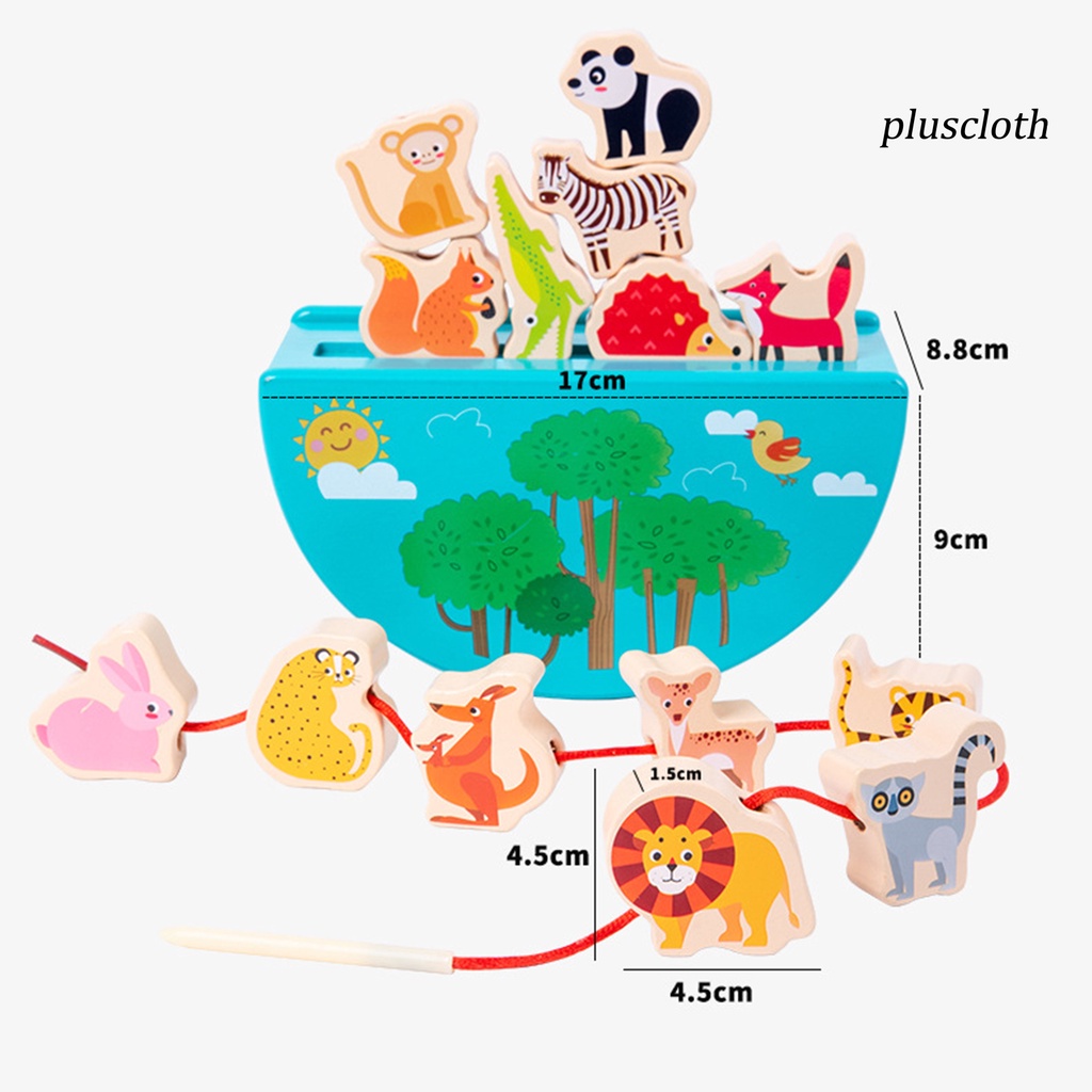 1 Bộ Đồ Chơi Xếp Chồng Lên Nhau Bằng Gỗ Màu Sắc Tươi Sáng Có Dây Thừng Hình Động Vật Cho Trẻ Mẫu Giáo
