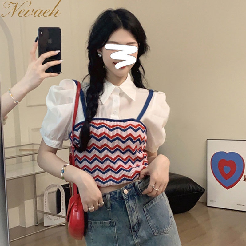 Áo Polo Giả Hai Lớp Thời Trang Mùa Hè Hàn Quốc 2023 Cho Nữ