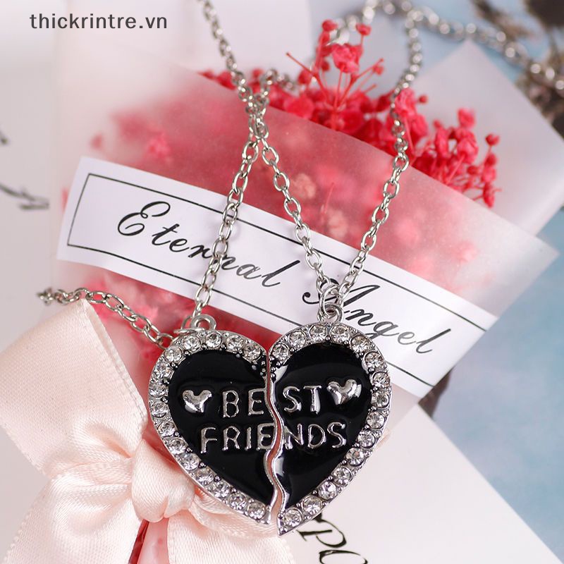 Vòng cổ Mặt Trái Tim Ghép Nối Bằng Hợp Kim Đính Kim Cương Sáng Tạo Cho Cặp Đôi / Bạn Thân