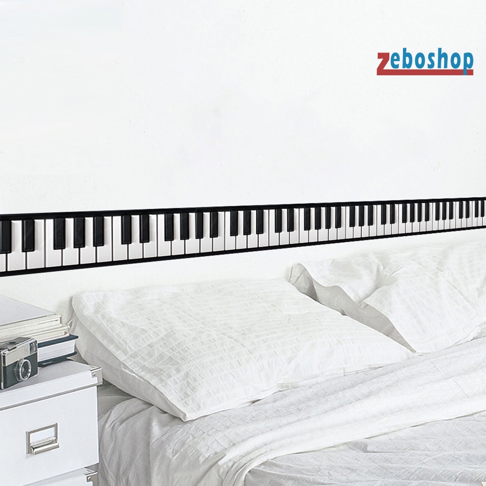 Đề Can 3D 200cm Màu Trắng Đen Hình Phím Đàn Piano Dán Tường Trang Trí