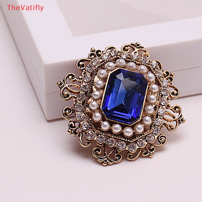 Ghim Cài Áo Đính Đá / Ngọc Trai Hình Vuông Phong Cách Vintage Thời Trang Cho Nữ